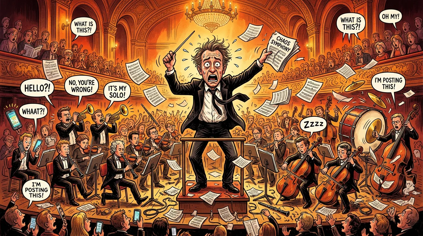 Orchestra chaos illustration