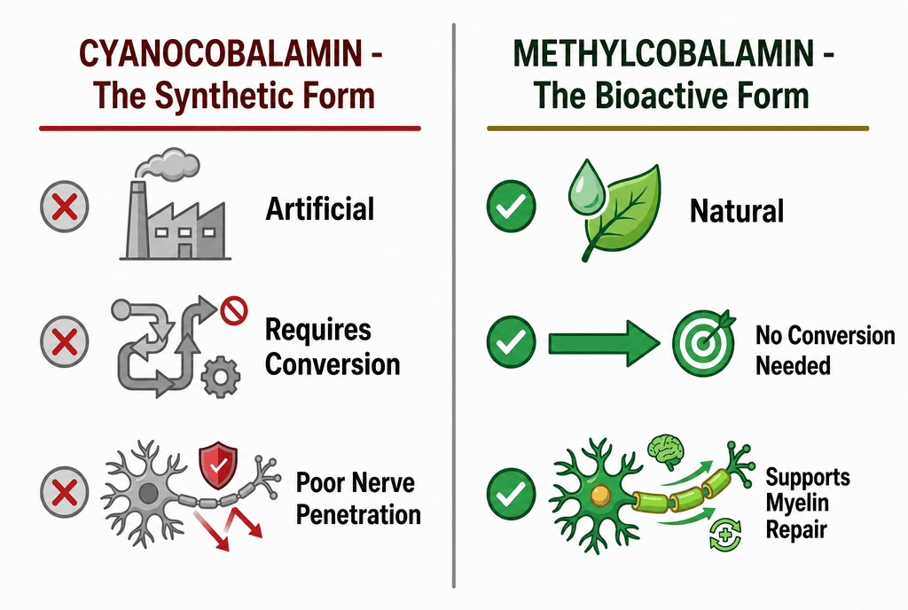 Comparison of cyanocobalamin vs methylcobalamin forms of vitamin B12
