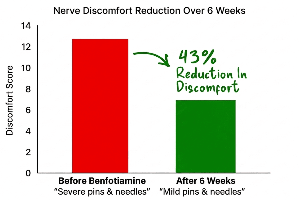 Chart of nerve pain score drop after three weeks of benfotiamine