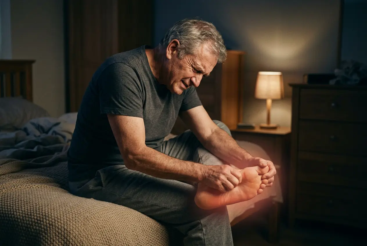 Burning, tingling feet nerve pain illustration