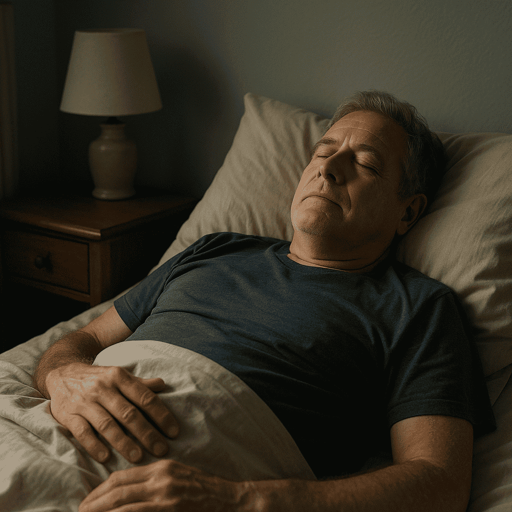 Older man sleeping comfortably